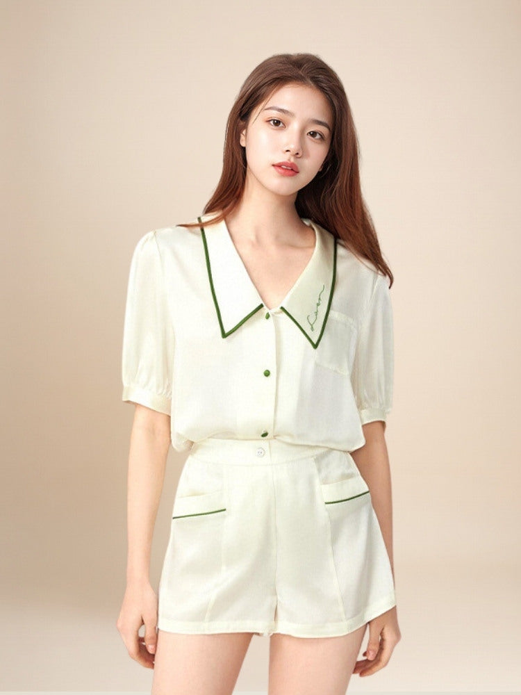 Ravelia - Embroidered Silk Pajama Set | The Silk Avenue