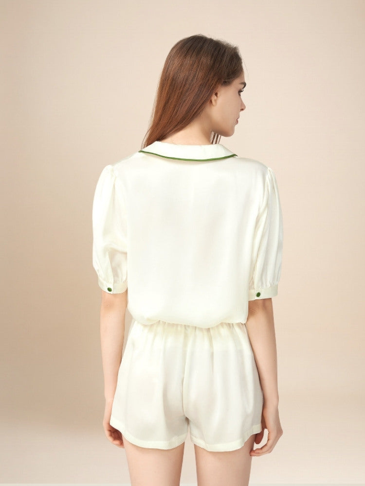 Ravelia - Embroidered Silk Pajama Set | The Silk Avenue