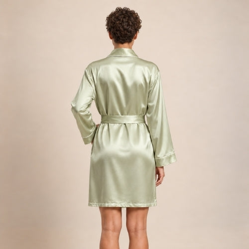 Reliana - Sage Green Silk Kimono Robe | The Silk Avenue