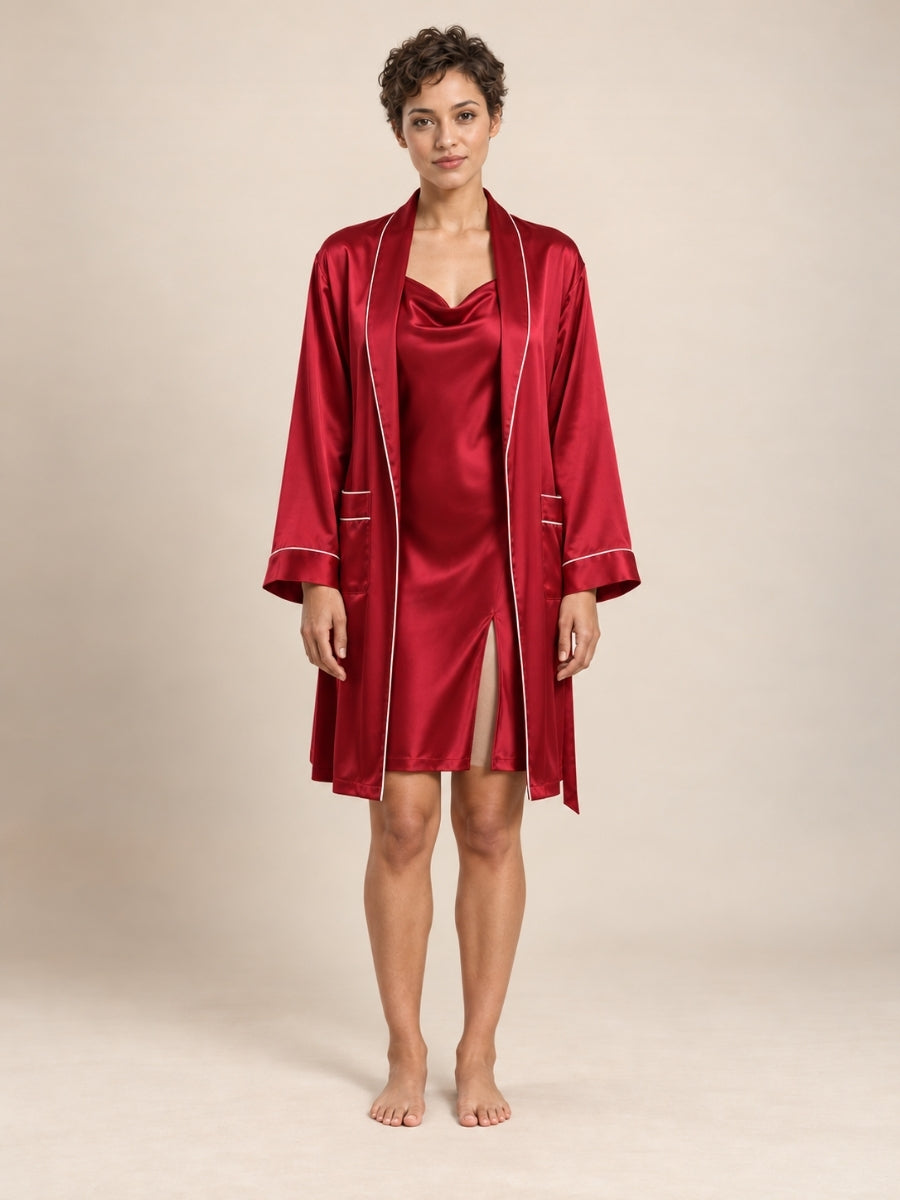 Reliana - Red Silk Kimono Robe | The Silk Avenue