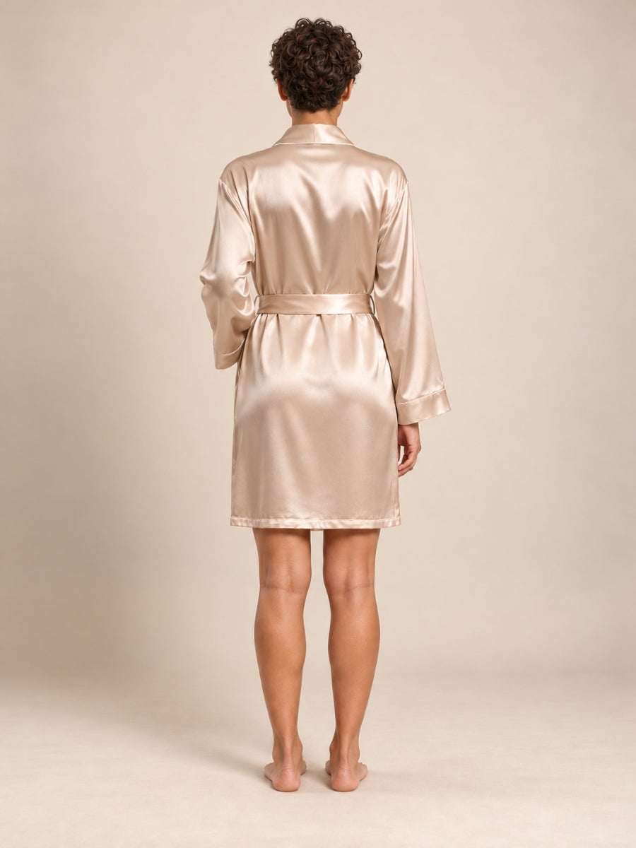 Reliana - Champagne Silk Kimono Robe | The Silk Avenue
