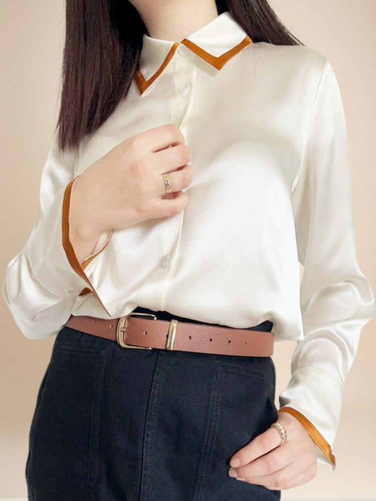 Rosalie – Color-Block Silk Blouse | The Silk Avenue