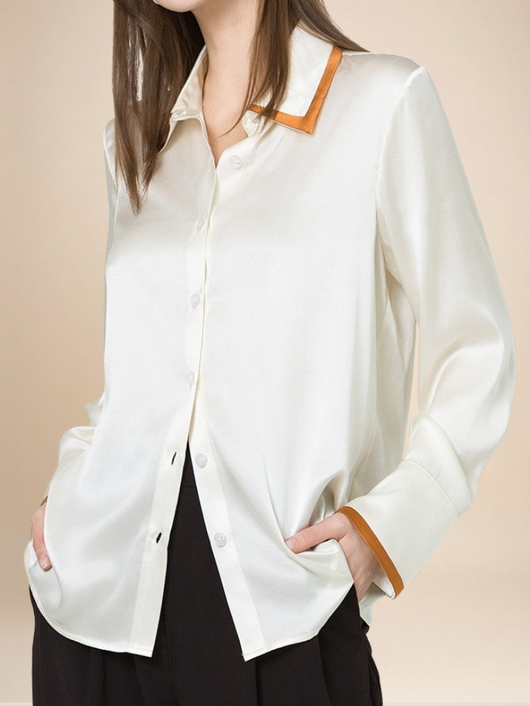 Rosalie – Color-Block Silk Blouse | The Silk Avenue