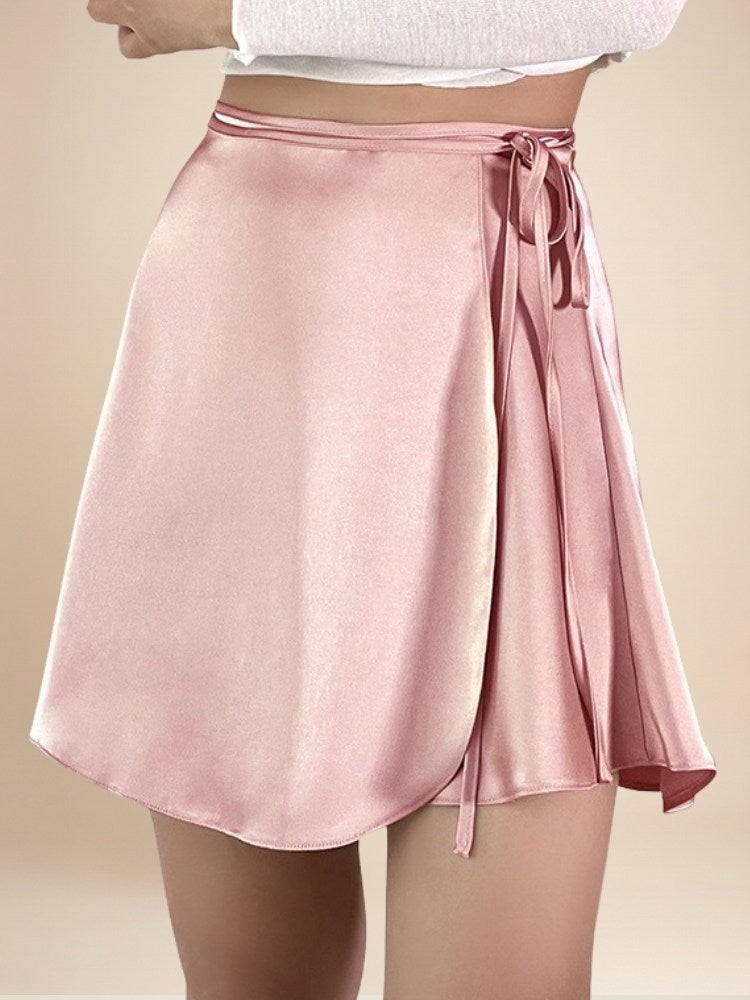 Saralyth - Pink Wrap Silk Mini Skirt | The Silk Avenue