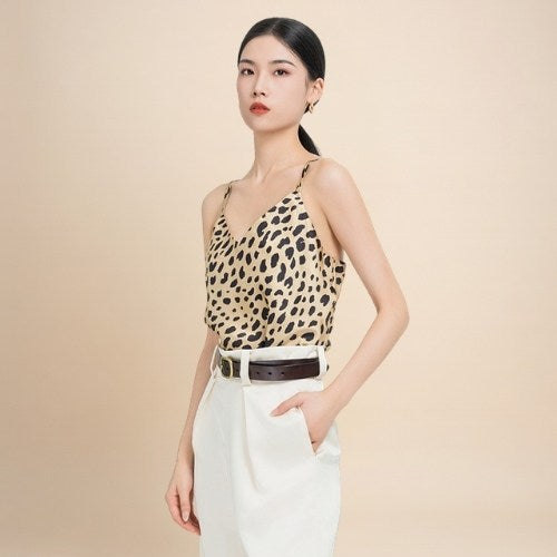 Sarenne - Leopard Print Silk Cami Top | The Silk Avenue