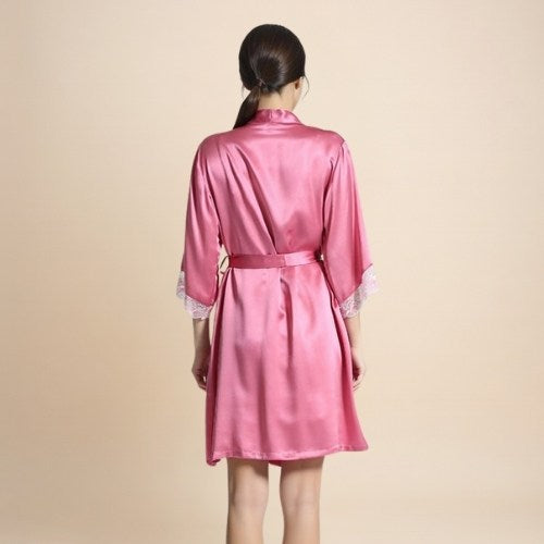 Sarevia - Silk Black Lace Cuff Robe | The Silk Avenue