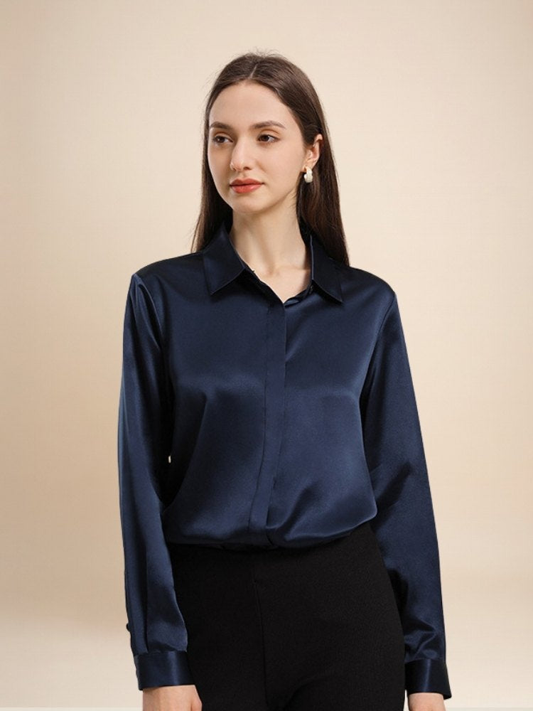 Clara - Long Sleeve Silk Blouse | The Silk Avenue
