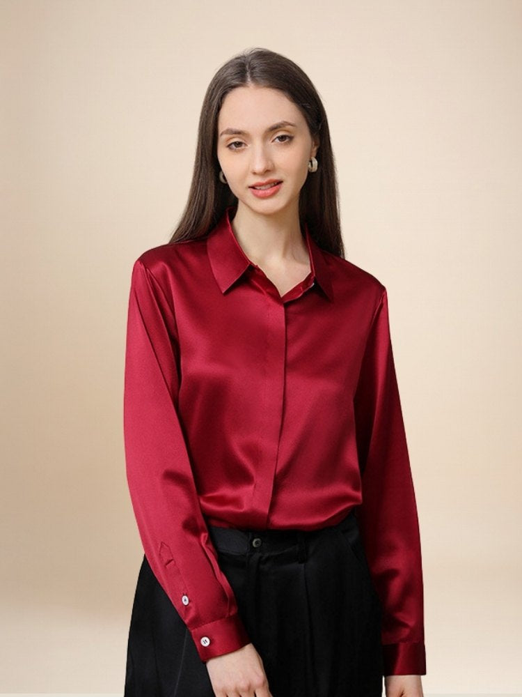Clara - Long Sleeve Silk Blouse | The Silk Avenue