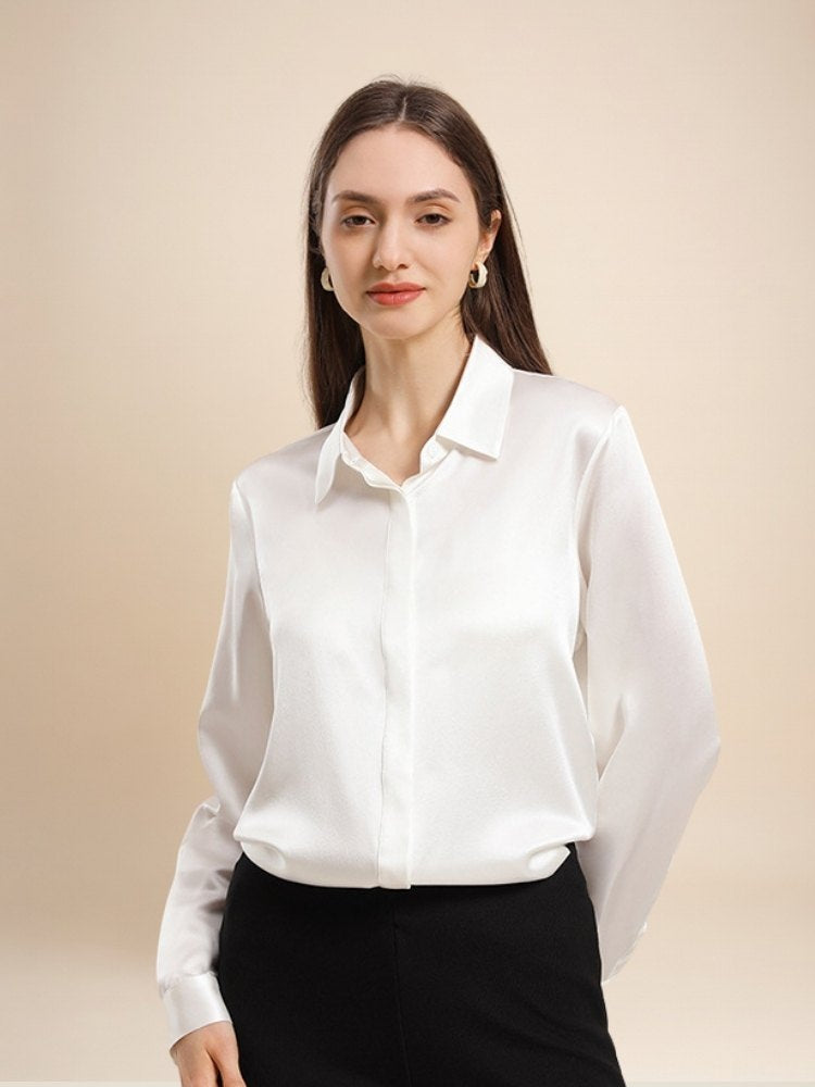 Clara - Long Sleeve Silk Blouse | The Silk Avenue