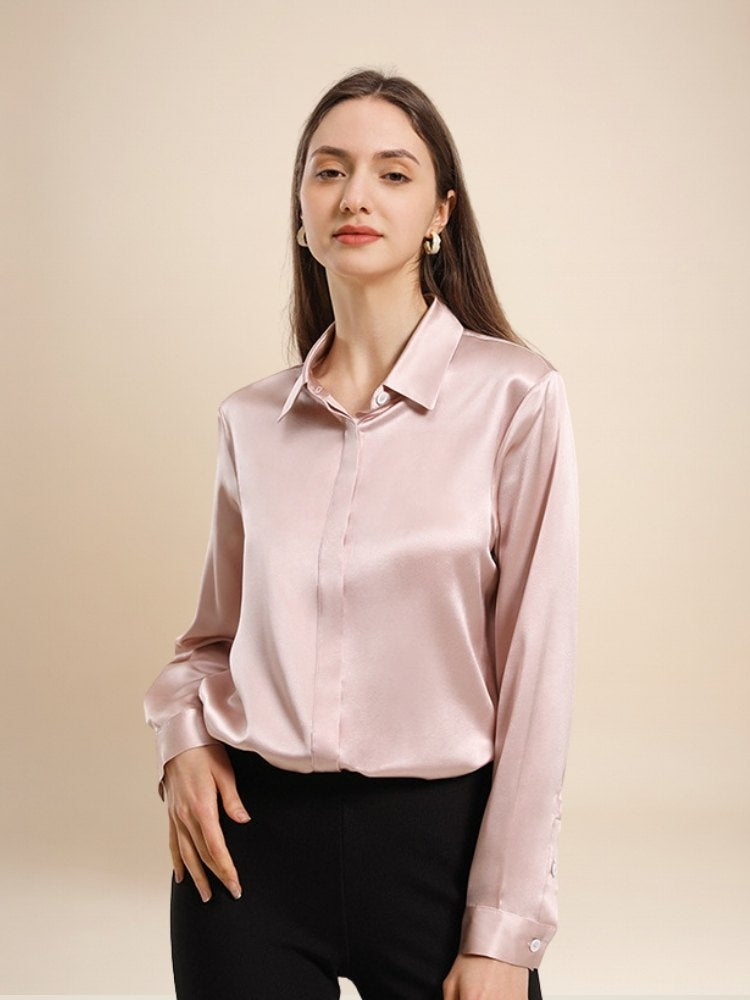 Clara - Long Sleeve Silk Blouse | The Silk Avenue