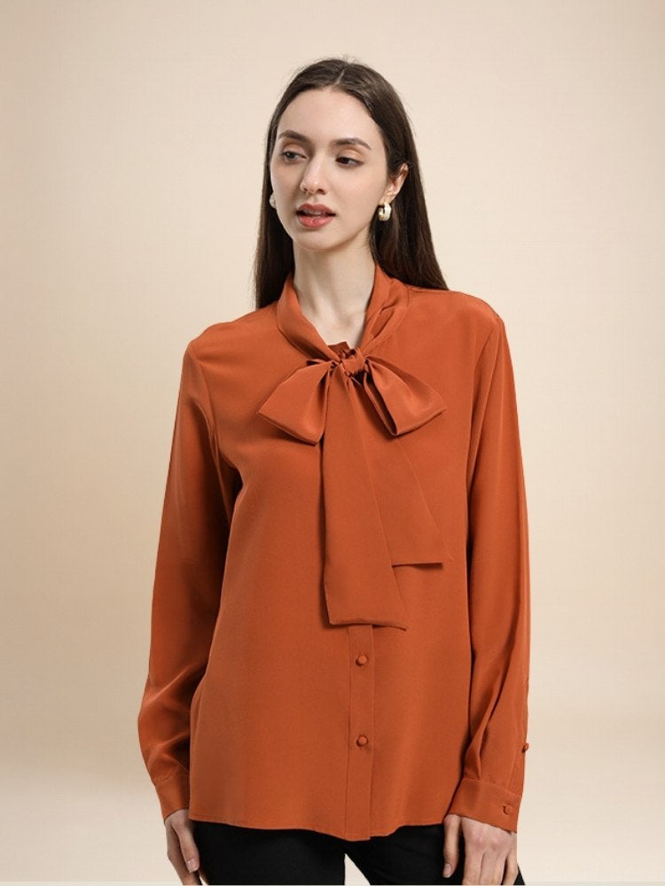 Céleste - Butterfly Bow Silk Blouse | The Silk Avenue