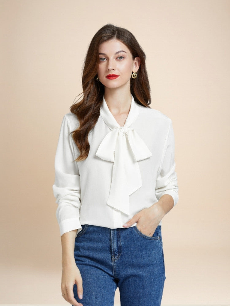 Sophia – Bow-Tie Silk Blouse | The Silk Avenue