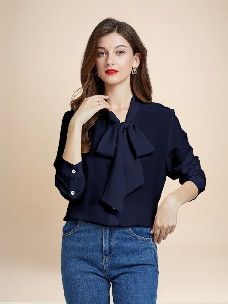 Sophia – Bow-Tie Silk Blouse | The Silk Avenue
