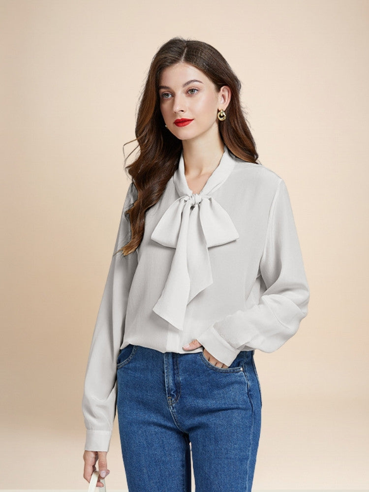 Sophia – Bow-Tie Silk Blouse | The Silk Avenue