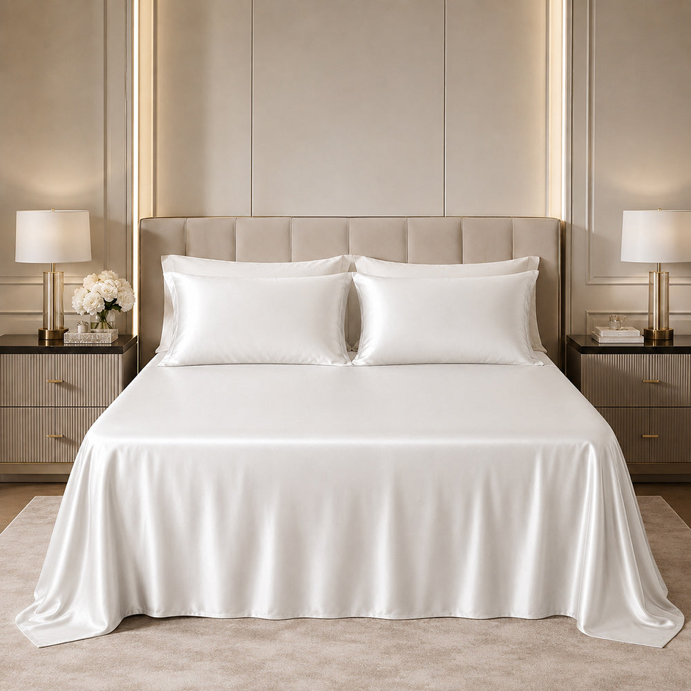 Sky - Ivory Silk Flat Sheet | The Silk Avenue