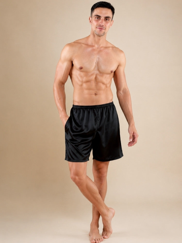 Soren - Black Silk Shorts | The Silk Avenue