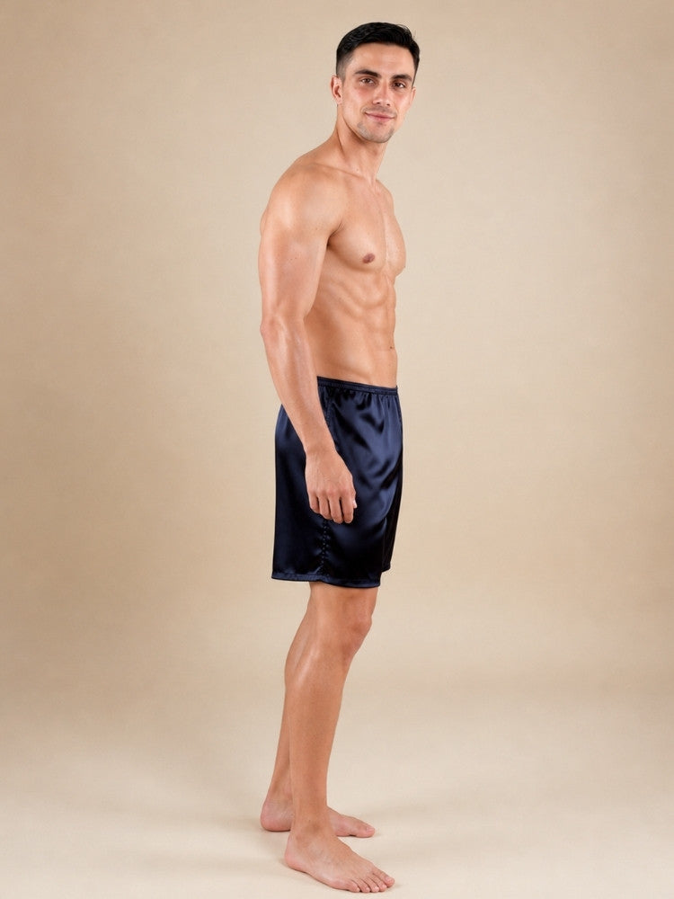 Soren - Navy Silk Shorts | The Silk Avenue