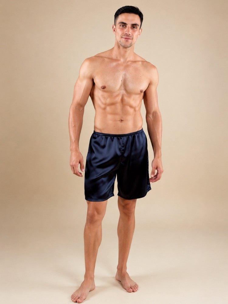 Soren - Navy Silk Shorts | The Silk Avenue