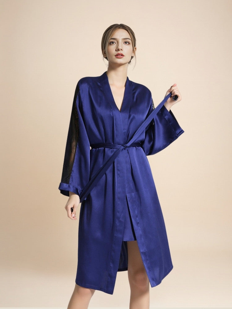 Terelith - Lace-Back Silk Robe Set | The Silk Avenue
