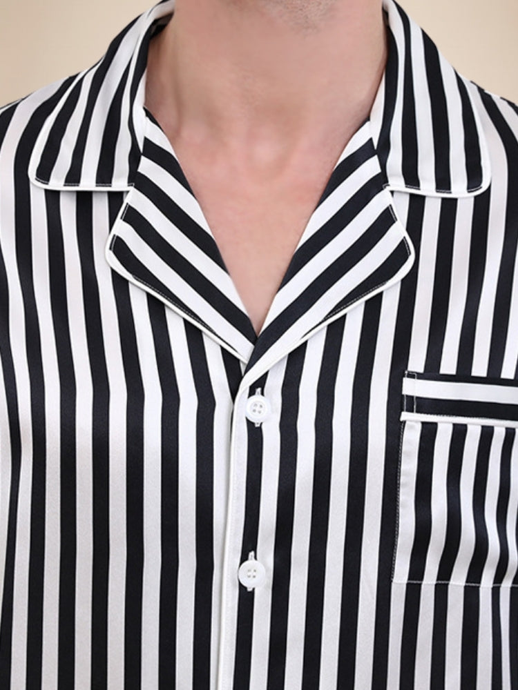 Thelian - Striped Silk Pajama Set | The Silk Avenue