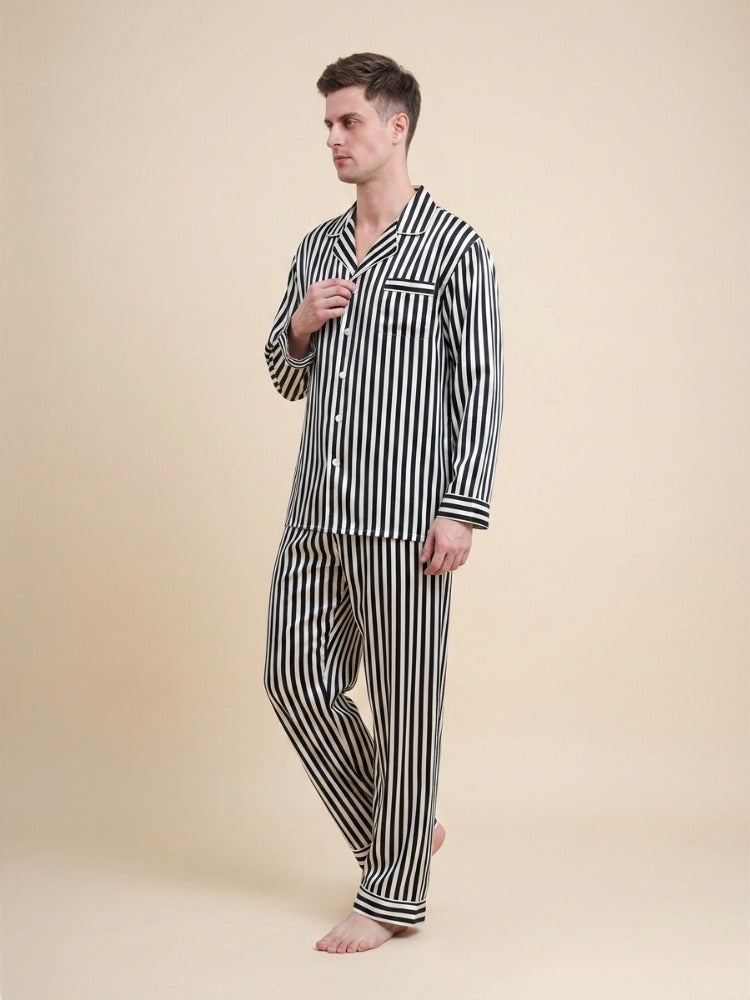 Thelian - Striped Silk Pajama Set | The Silk Avenue