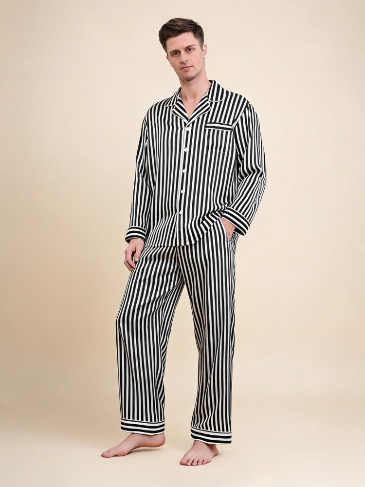 Thelian - Striped Silk Pajama Set | The Silk Avenue
