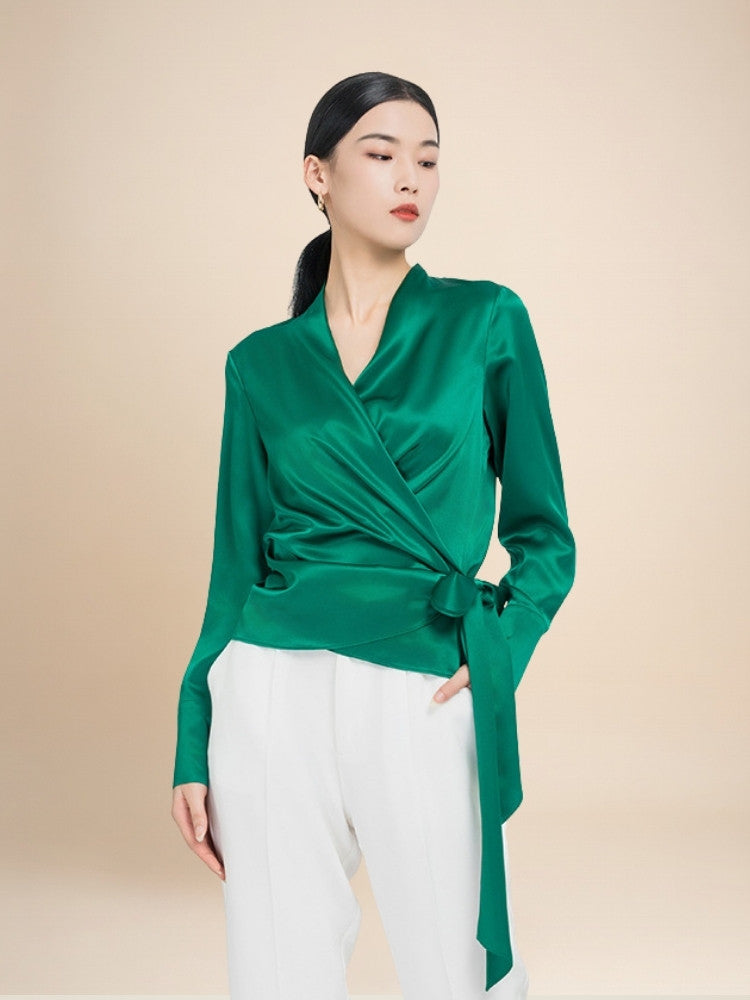 Victoria – Tie-Belt Silk Blouse | The Silk Avenue