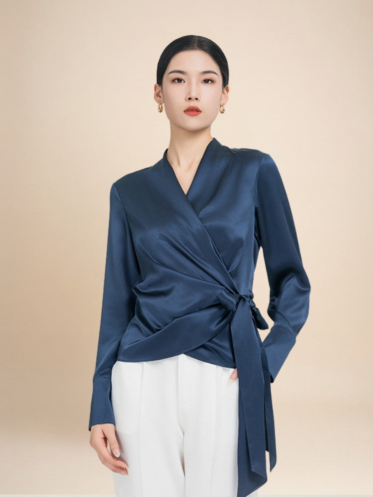 Victoria – Tie-Belt Silk Blouse | The Silk Avenue