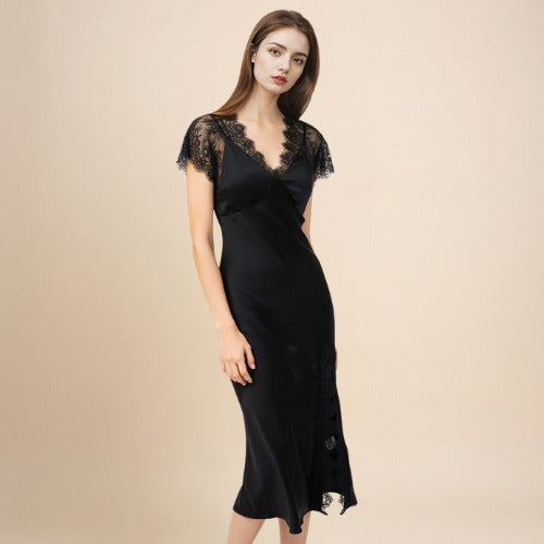Ysolene - Silk Lace Open-Back Nightgown | The Silk Avenue