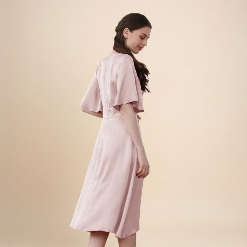 Zelira - Ruffle Hem Short Sleeve Silk Dress | The Silk Avenue