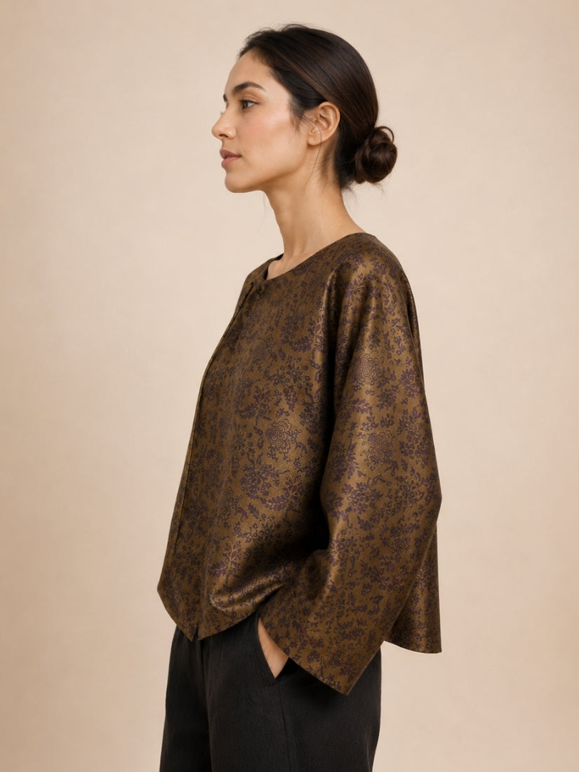 Olissea - Floral Print Silk Jacket