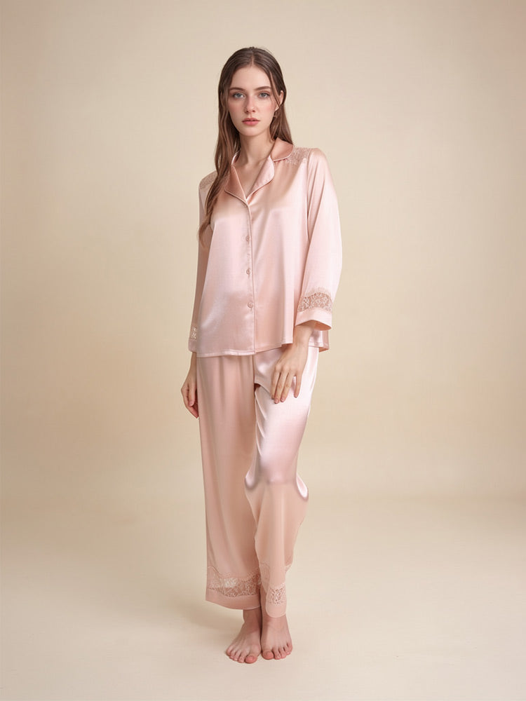 Ysenda - Silk Lace Pajama Set | The Silk Avenue