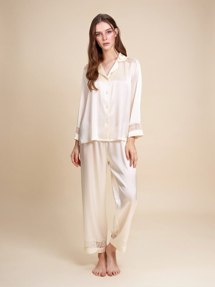 Ysenda - Silk Lace Pajama Set | The Silk Avenue