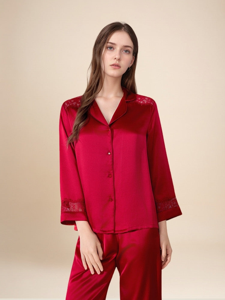 Ysenda - Silk Lace Pajama Set | The Silk Avenue