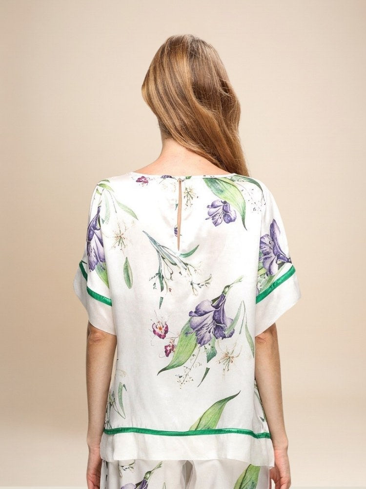 Zoraya - Floral Silk Pajama Set | The Silk Avenue