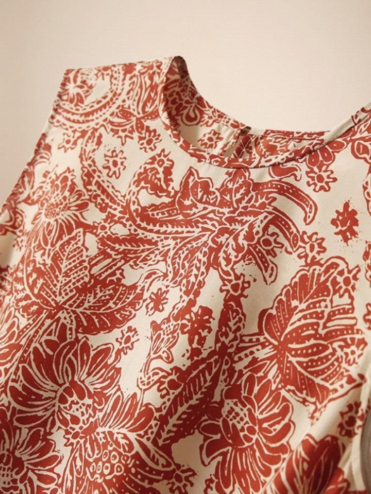 Amirelle - Paisley Print Sleeveless Silk Dress | The Silk Avenue