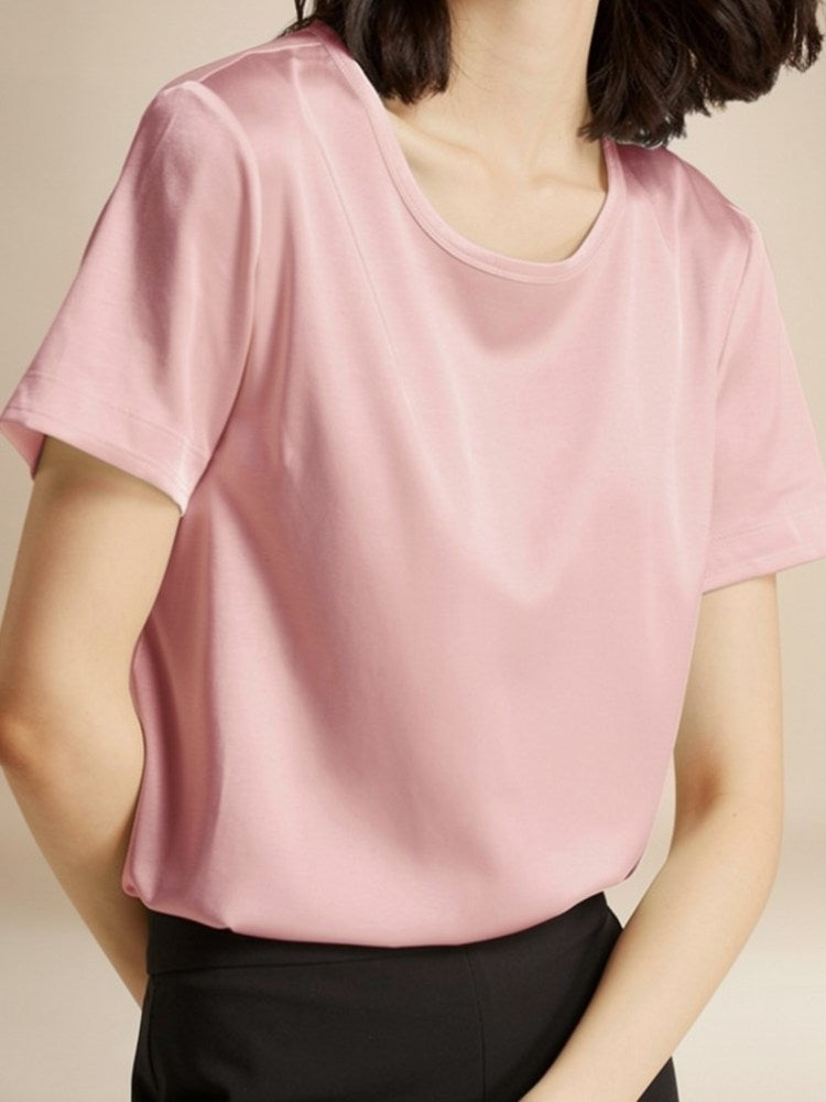 Anveria - Round Neck Silk Top | The Silk Avenue