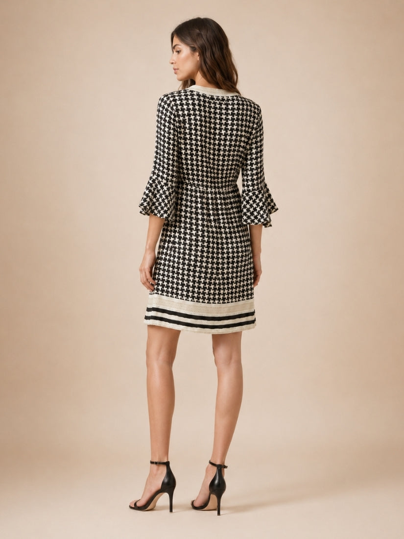 Aurelia - Houndstooth Silk Dress | The Silk Avenue