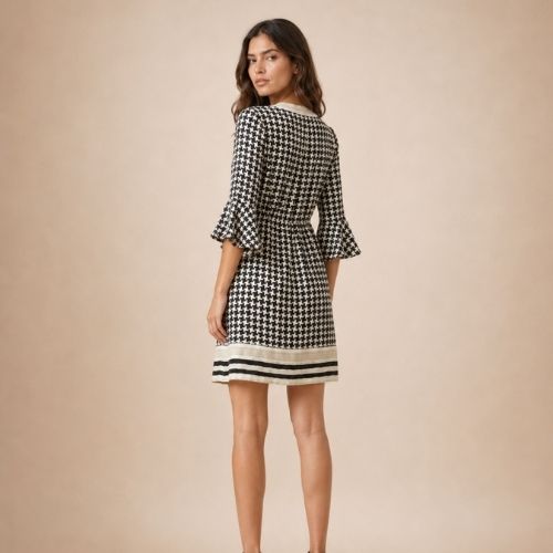 Aurelia - Houndstooth Silk Dress | The Silk Avenue