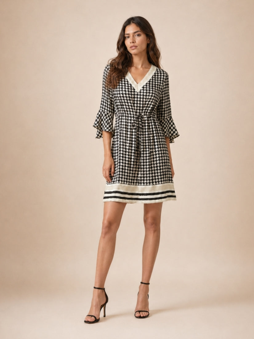 Aurelia - Houndstooth Silk Dress | The Silk Avenue