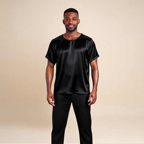 Aurian - Black Silk Crew-Neck T-Shirt | The Silk Avenue