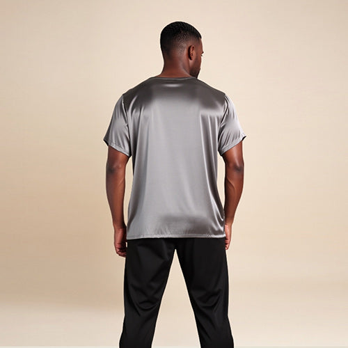 Aurian - Silver Silk Crew-Neck T-Shirt | The Silk Avenue