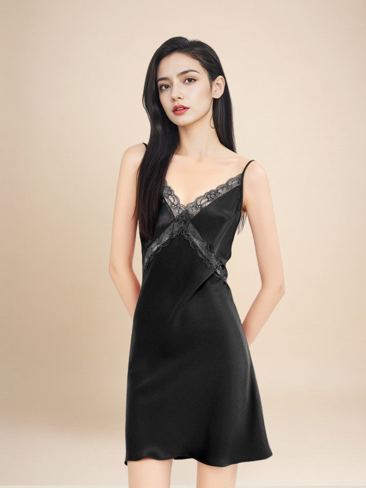 Avelyne - Silk Spaghetti-Strap Nightgown | The Silk Avenue