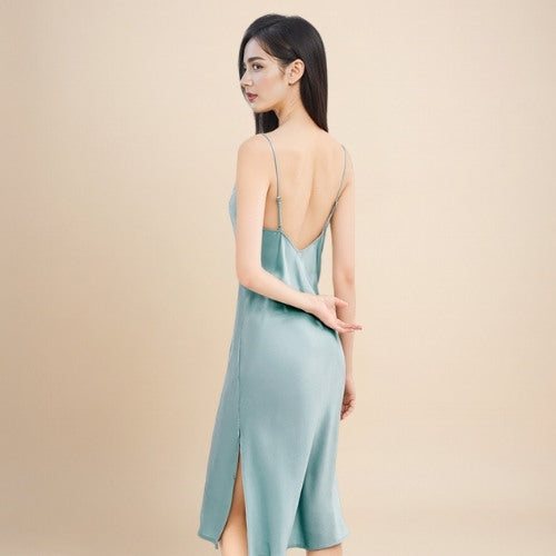 Brindelle - Silk V-Neck Side-Slit Nightgown | The Silk Avenue