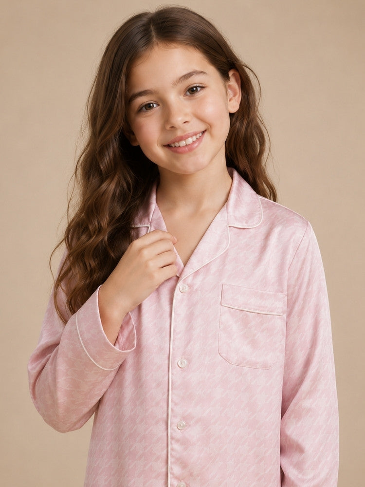 Calyra - Kids Houndstooth Silk Pajama Set | The Silk Avenue
