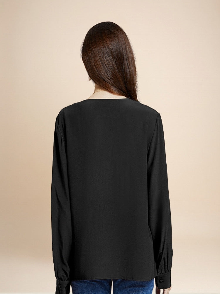 Camille – V-Neck Silk Blouse | The Silk Avenue