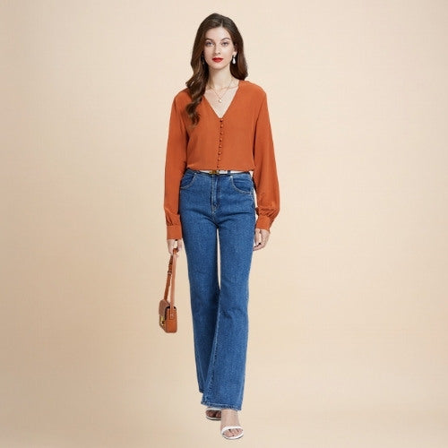 Camille – V-Neck Silk Blouse | The Silk Avenue