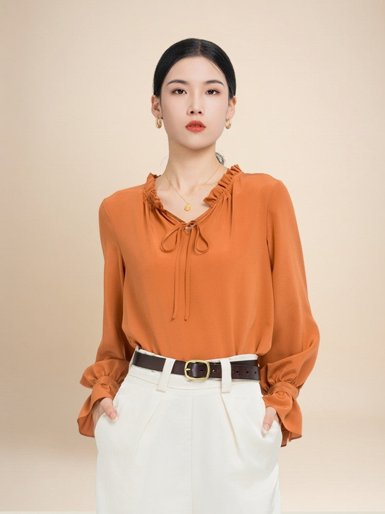 Charlotte – Ruffle Collar Silk Blouse | The Silk Avenue