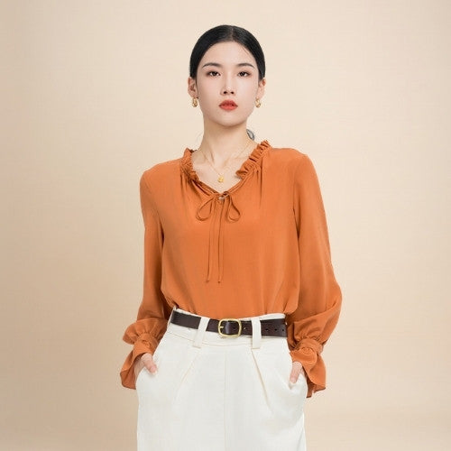 Charlotte – Ruffle Collar Silk Blouse | The Silk Avenue