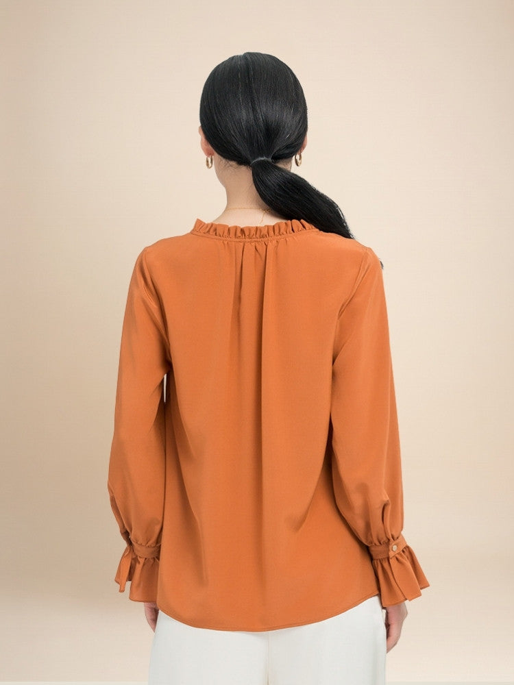 Charlotte – Ruffle Collar Silk Blouse | The Silk Avenue